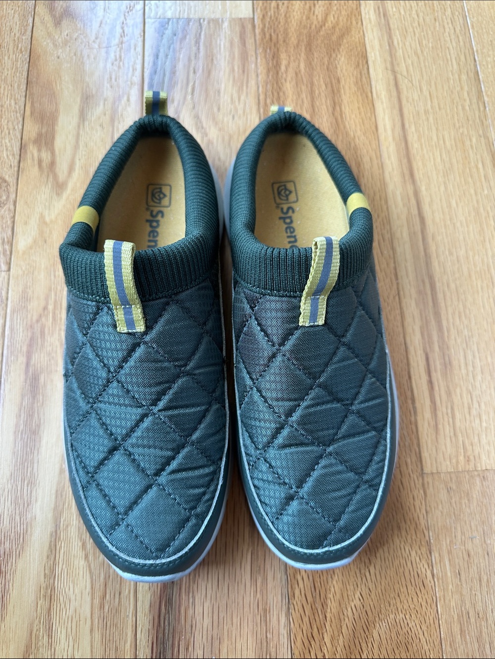Sperry Quilted Slip-On Mules in Olive Green